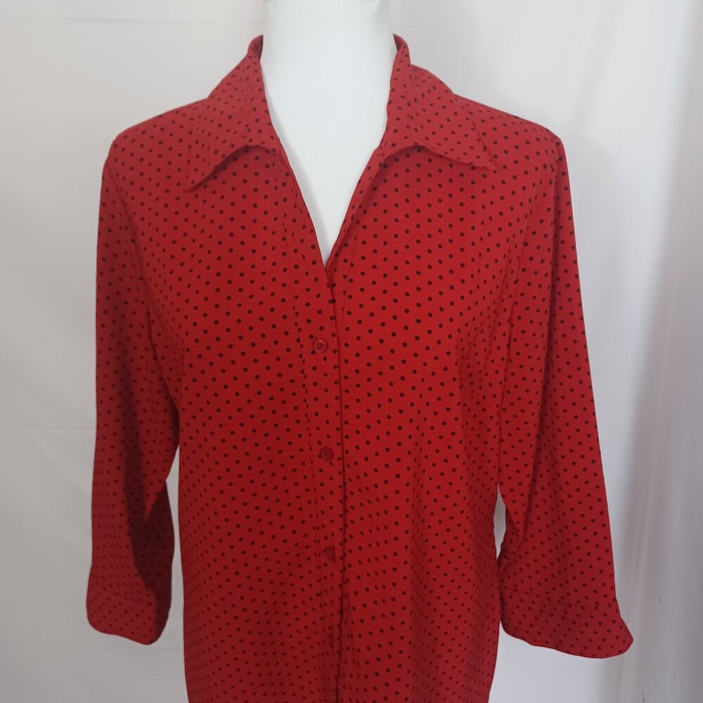 Notations Stretch Button Down Blouse - Picture 8 of 9